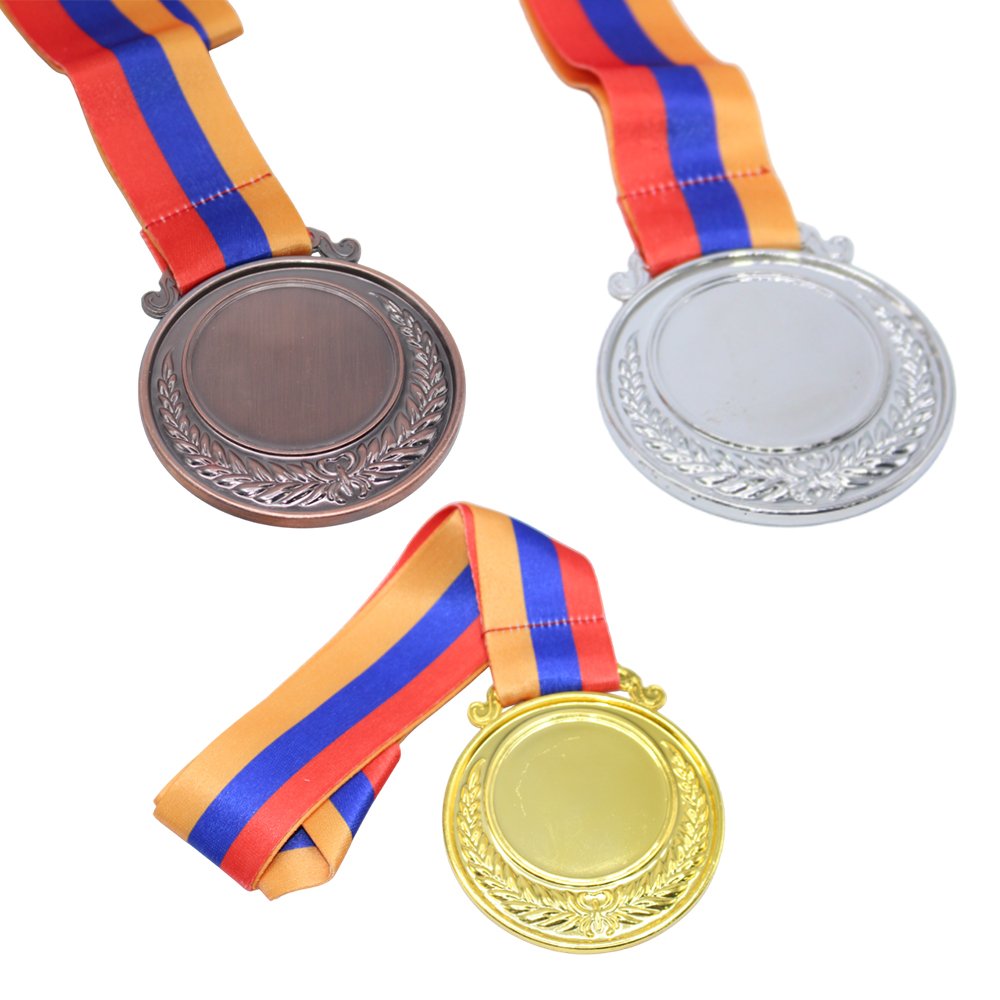 Մեդալ, սպորտային շքանշան No1 & 2No & No3 տեղերի պարգեվատրման 6,5սմ-ոց եռագույն ժապավենով JP065-G