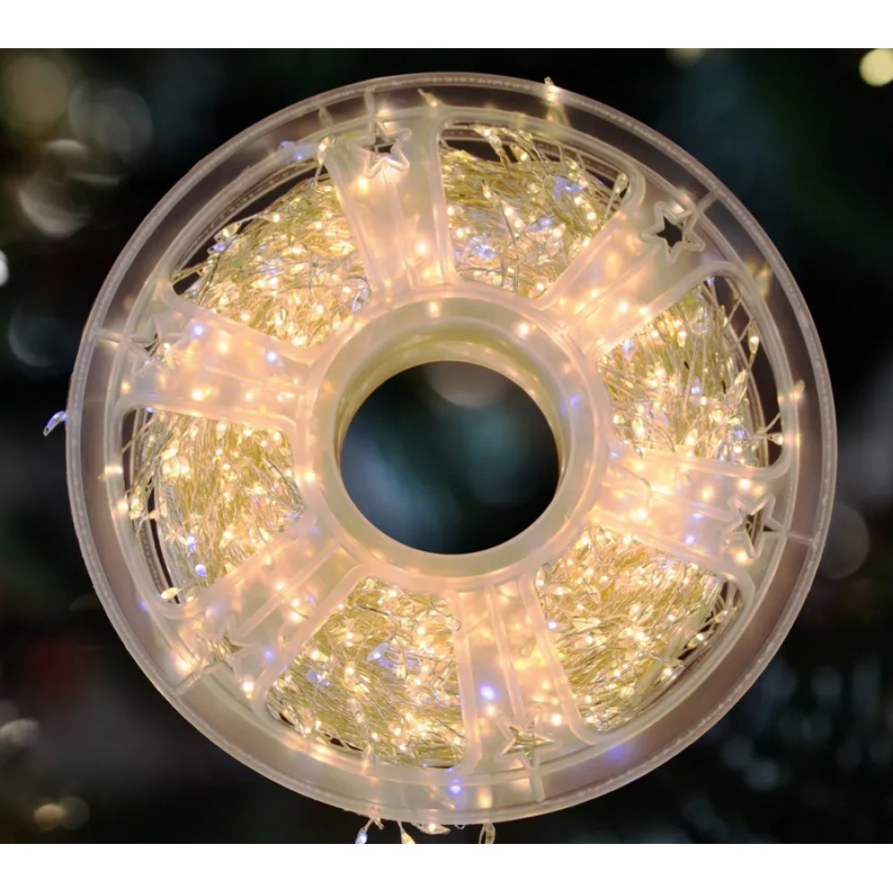 Լույս ամանորյա 900 լամպ LED 2 երանգ (սպիտակ դեղին) արծաթե մետաղալար 30մ-ոց հեռակառավարմամբ