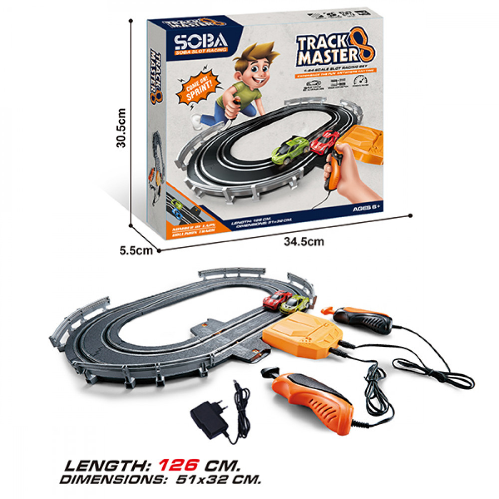 Խաղ մրցարշավային հավաքածու իր 2մեքենաներով, վահանակով 126սմ-ոց