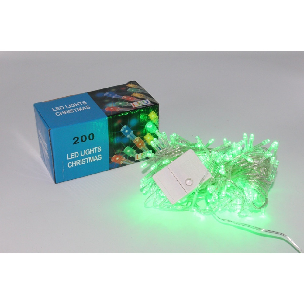 Լույս ամանոր 200 լամպ LED, կանաչ երանգ, սպիտակ լար 15 մետր