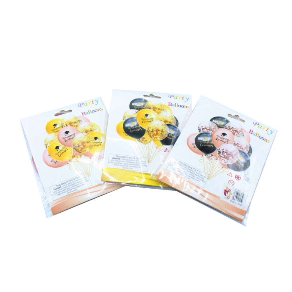 Փուչիկ 15հ-ոց փաթեթավորմամբ, "Շնորհավոր շրջանավարտին", 3գույն