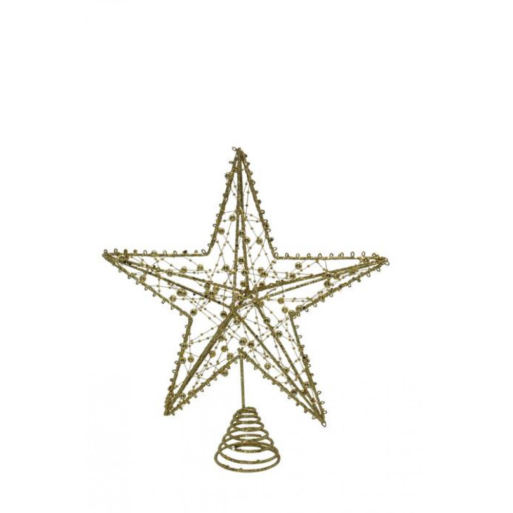 Ամանորյա աստղ գագաթ մետաղալարով, ոսկեգույն 25*30սմ