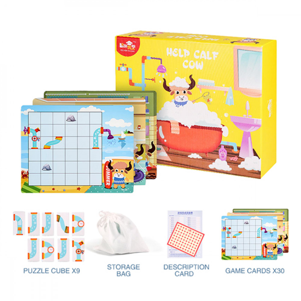 Թղթե լաբիրինթոս խաղ իր խաղակարթերով, օգնել կովին լաղանալ