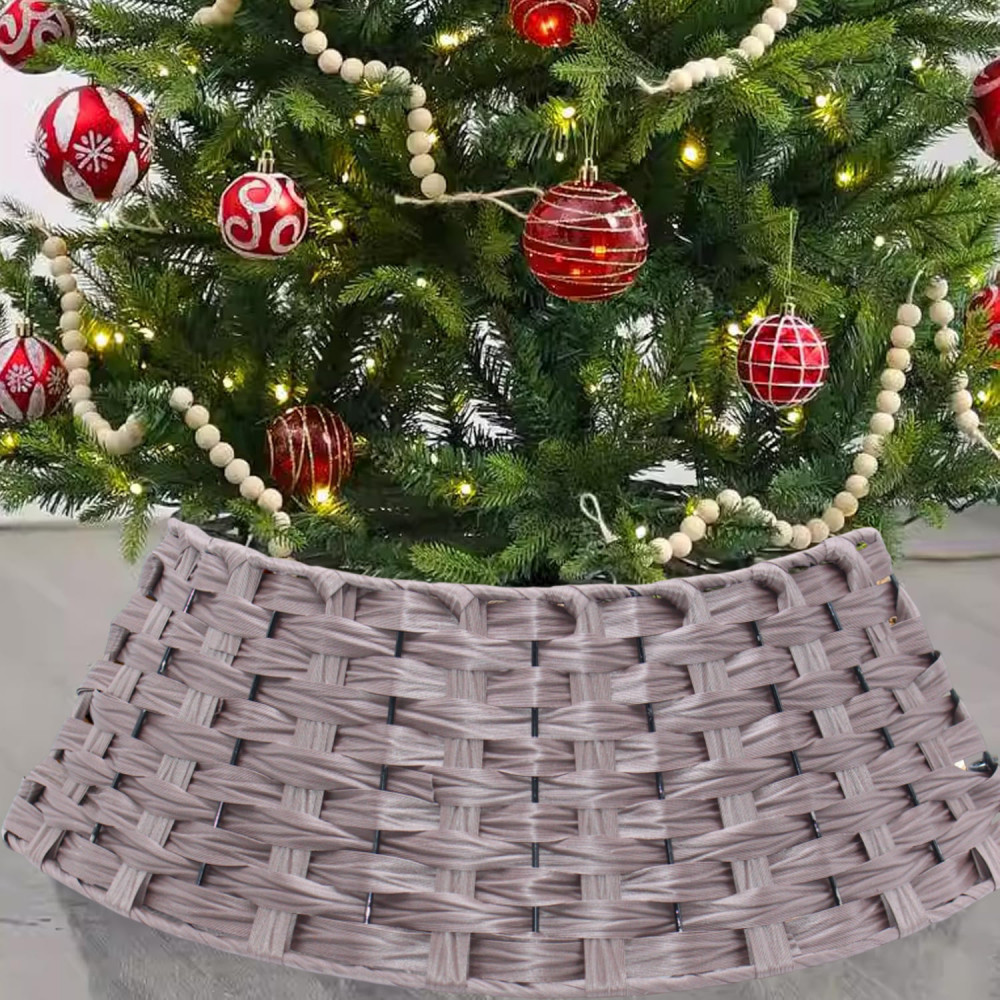 Ամանորյա տոնածառի ոտքի զարդարման կիսակոր շրջանակ 50*66*22սմ PP նյութից, սուրճի գույն