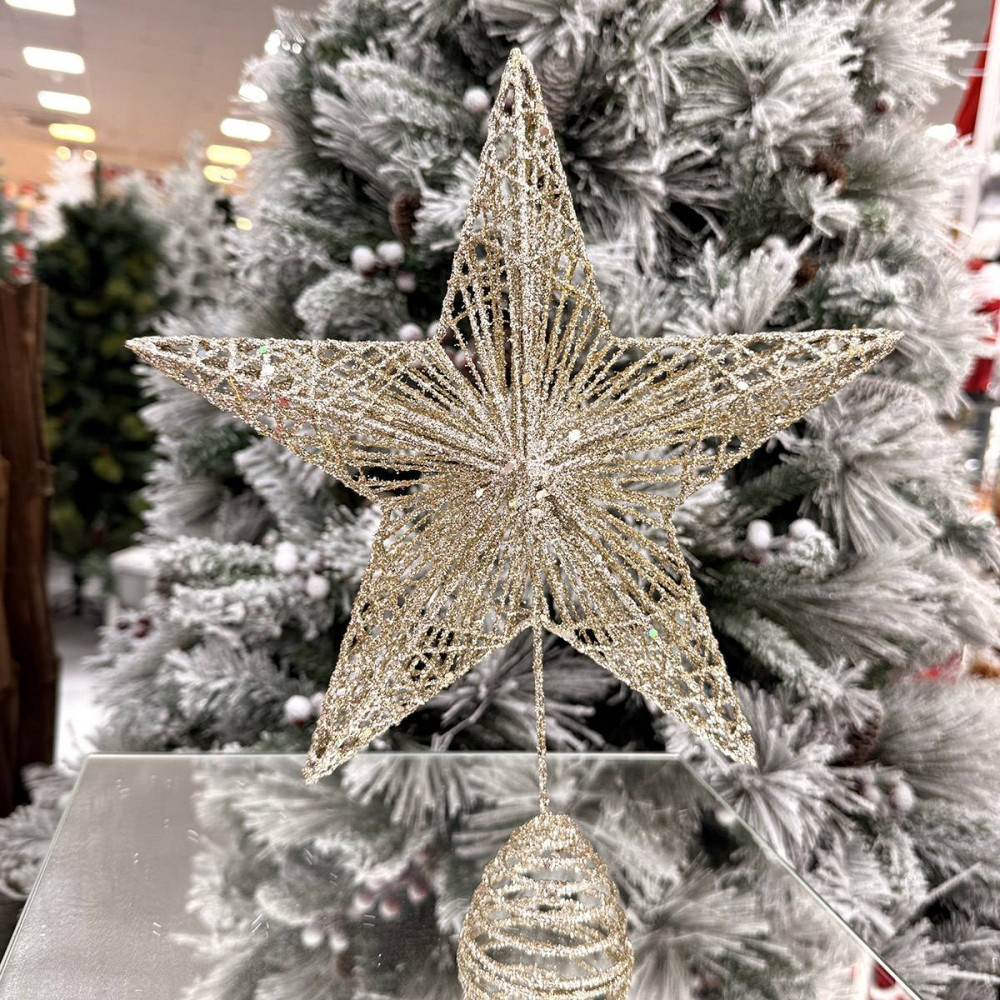 Ամանորյա աստղ գագաթ մալուխային մետաղալարով, շամպայնի գույն 25*30սմ-ոց