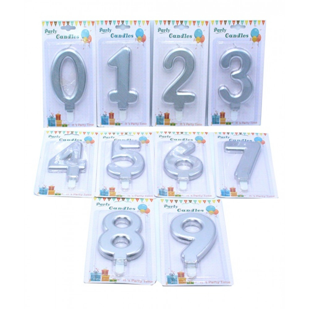 Մոմ 0-ից 9-ը արծաթագույն