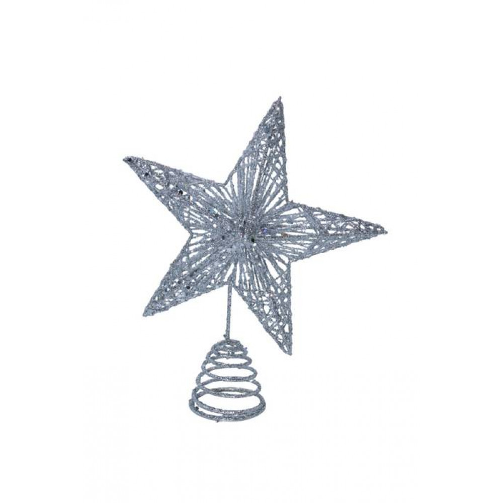 Ամանորյա աստղ գագաթ մետաղալարով, արծաթափայլ 20*25սմ