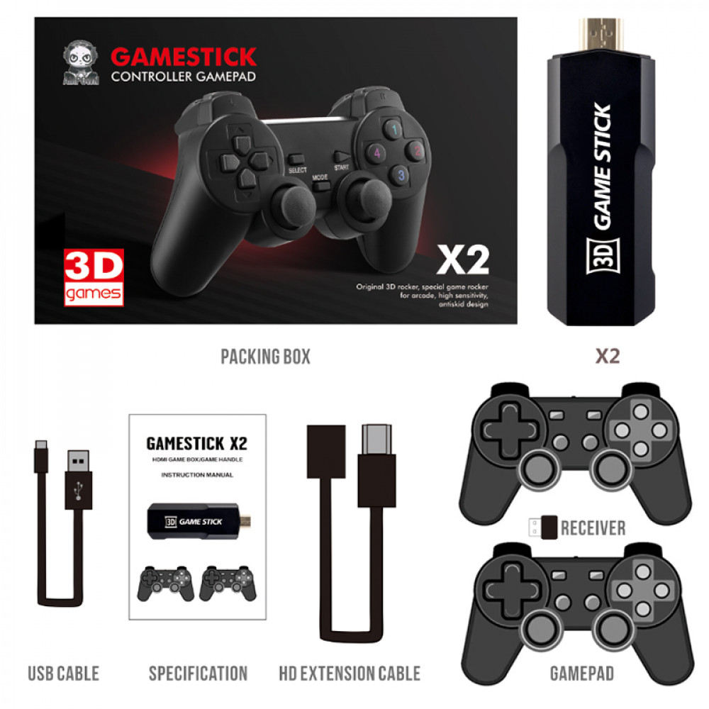 Խաղ համակարգչային 2.4G անլար PS1 հեռուստացույցին միացվող խաղային համակարգով 64G-ով