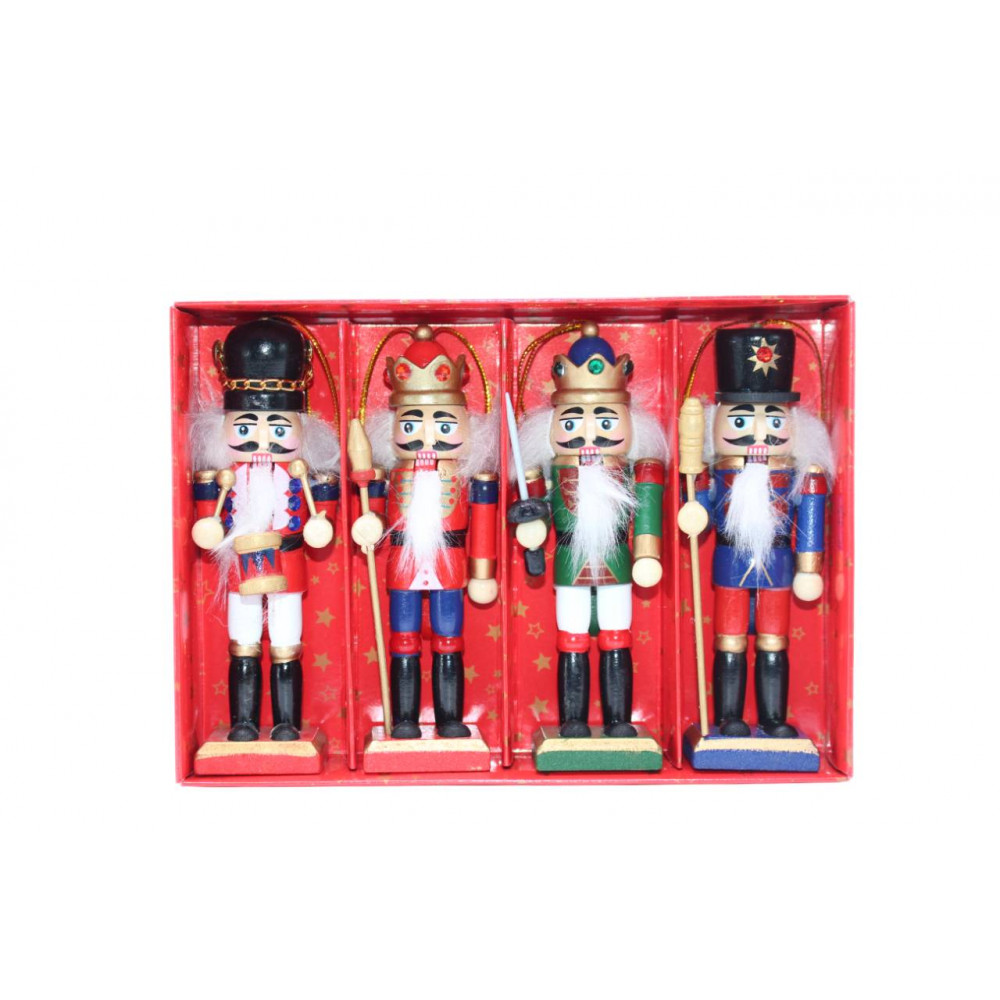 Սուրբ Ծննդյան փայտե մարդուկներ (Щелкунчик) 4հ-ոց տուփով, 13սմ-ոց ամանորյա զարդ