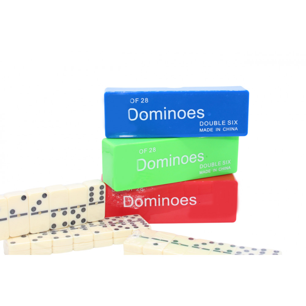 Խաղ դոմինո 9մմ-ոց խաղաքարերով 4-գույն պլաստիկե տուփով 18սմ-ոց