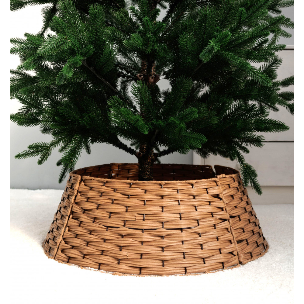 Ամանորյա տոնածառի ոտքի զարդարման կիսակոր շրջանակ 40*58*18սմ PP նյութից, հողագույն դեղին