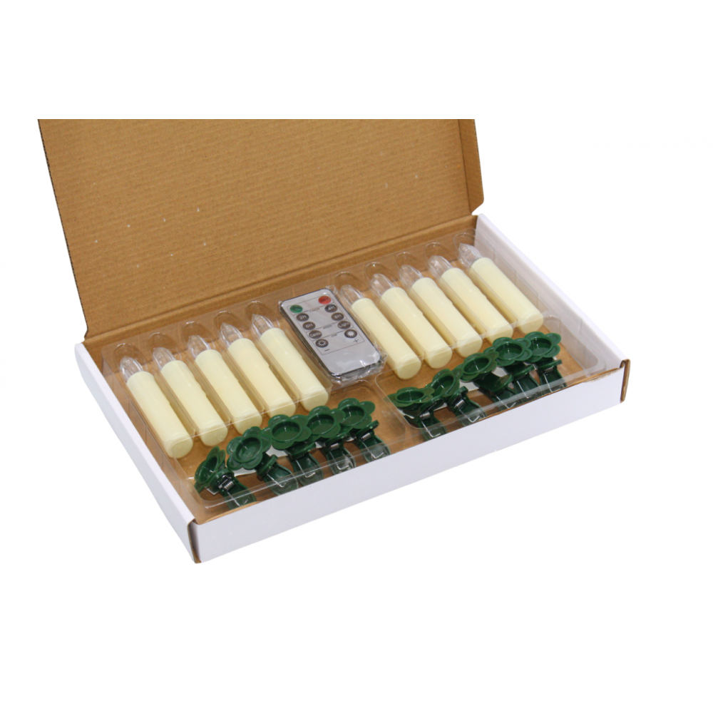 Լույս ամանորյայայա հեռակառավարմամբ սպիտակ մոմ լամպեր 10հ-ոց 10սմ ամրակով