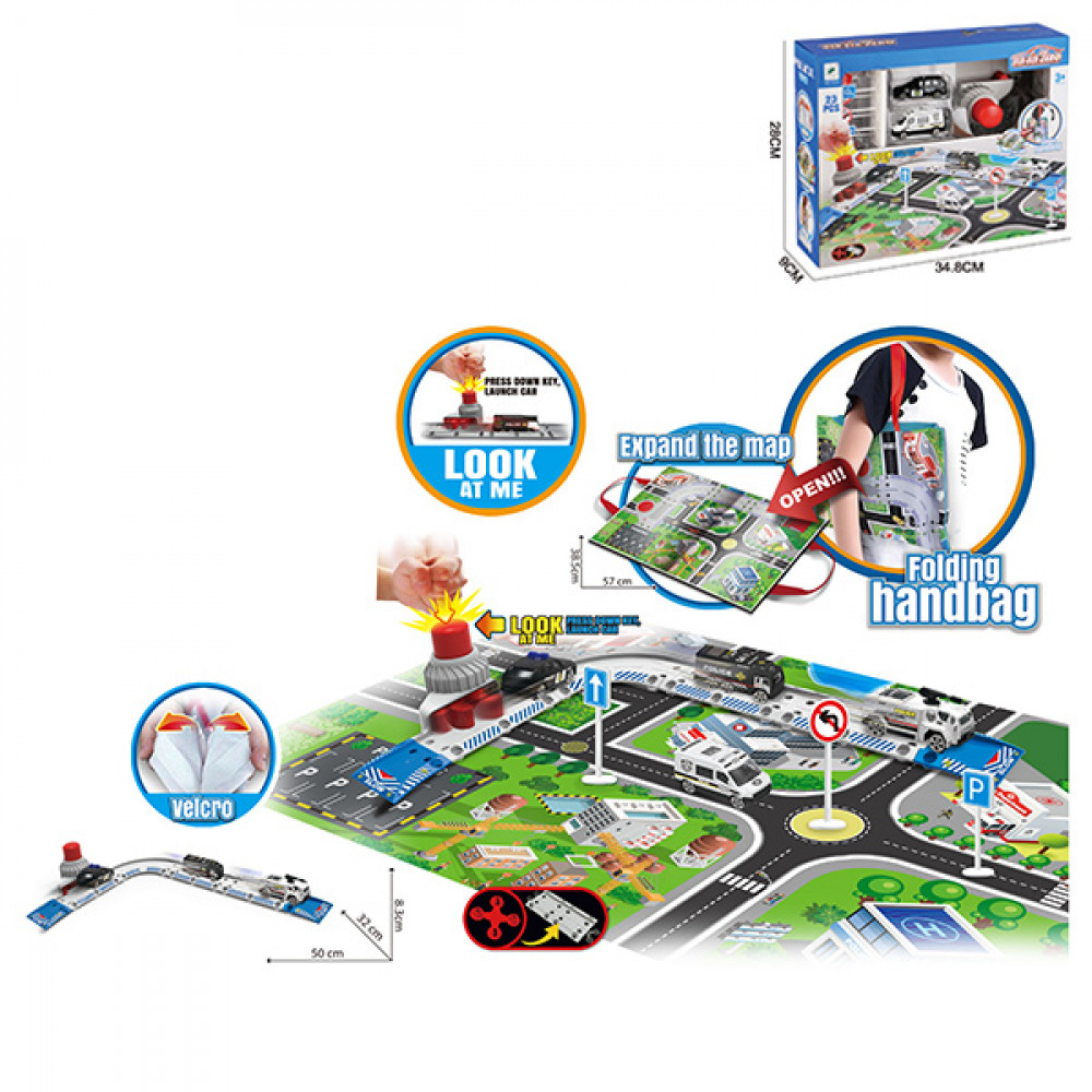 Խաղ հավաքավաքածու ավտոմեքենաների իր կայանատեղով և ճանապարհով