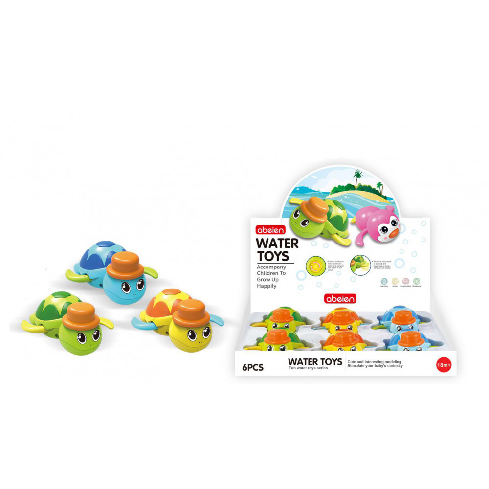 Խաղալիք լարովի կրիա 6-ոց տուփով լողացող 3-գույն, լոգանքի համար