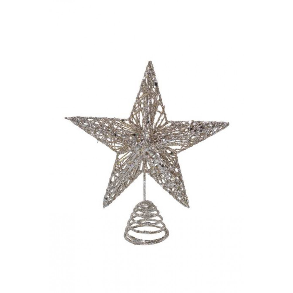 Ամանորյա աստղ գագաթ մետաղալարով, շամպայնի գույն 20*25սմ