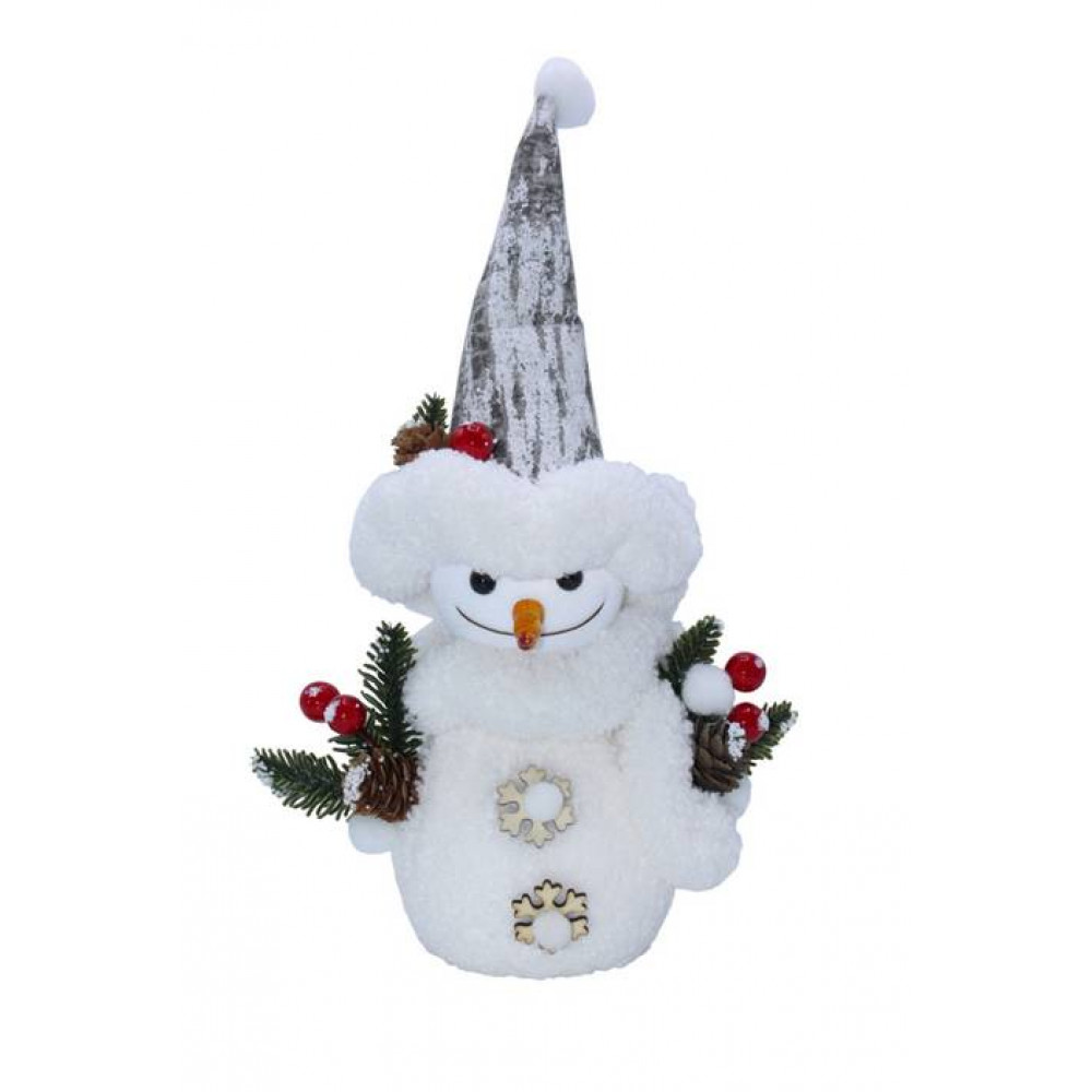 Ամանորյա զարդարանք ձնեմարդ 28*13սմ, մոխրագույն գլխարկով