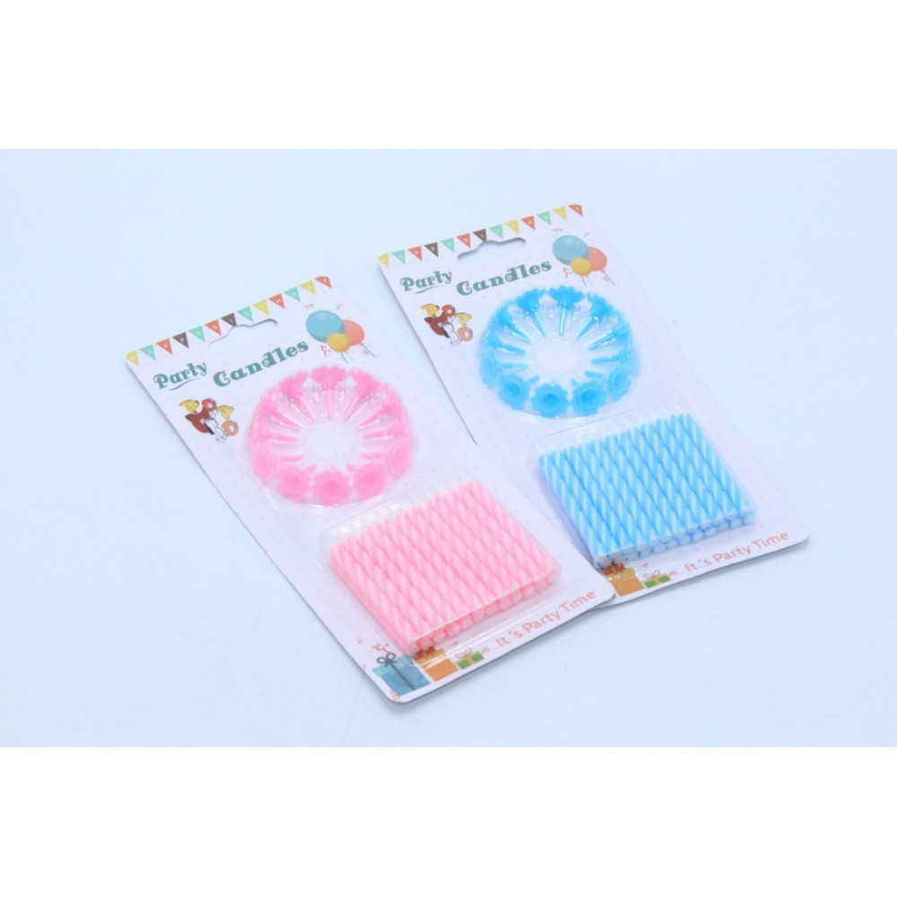 Մոմ ծննդյան լիստով, 24հ-ոց փոքր մատիտ երկու գույն կապույտ և վարդագույն երանգներով