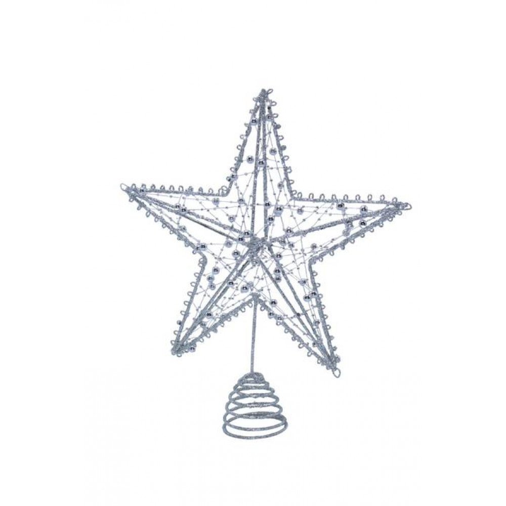 Ամանորյա աստղ գագաթ մետաղալարով, արծաթափայլ 20*25սմ