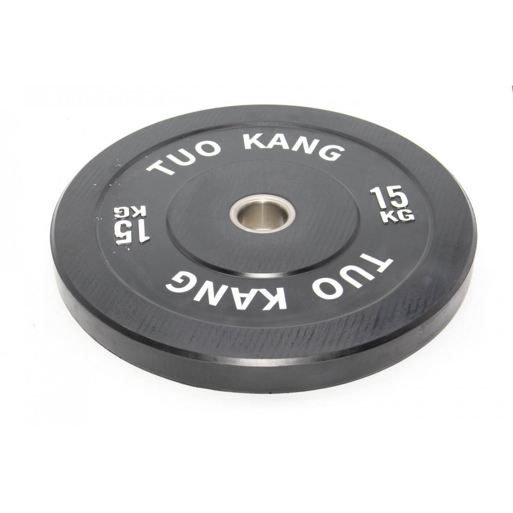 Մարմնամարզական ծանրաքար ռետինապատ սև սպիտակով TUO KANG&HOT LIFE 15կգ-ոց քաշով