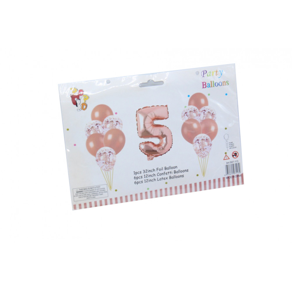 Փուչիկ թիվ իր փուչիկների հավաքածույով 1+12 (ռոզ գոլդ)