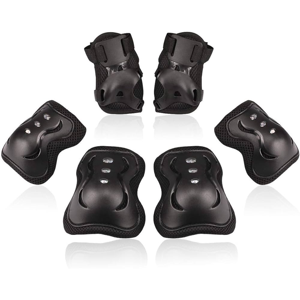 Մանկական անվաչմուշկի և սքեյթի պաշտպանիչ հավաքածու ձեռքի արմունգի և ոտքի գույն սև