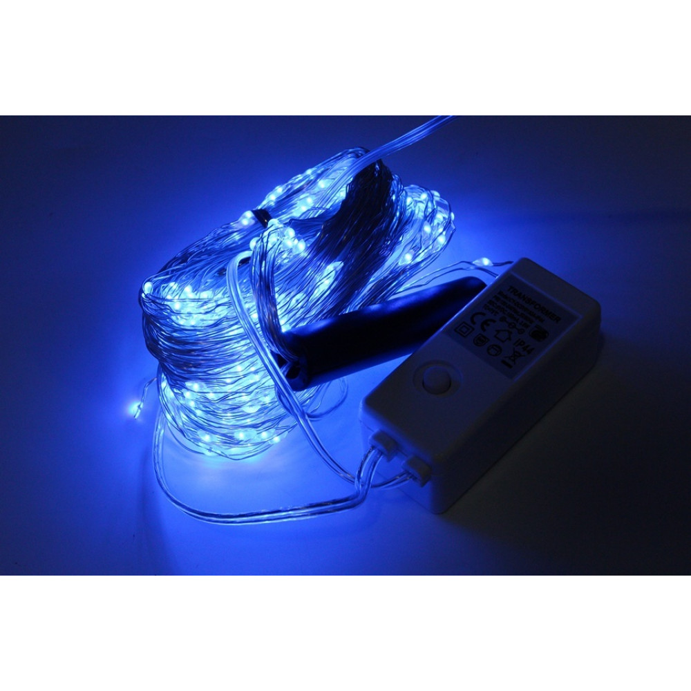 Լույս ամանոր 400 լամպ LED, կապույտ երանգ, բարակ մետաղալար, 20*2մ.