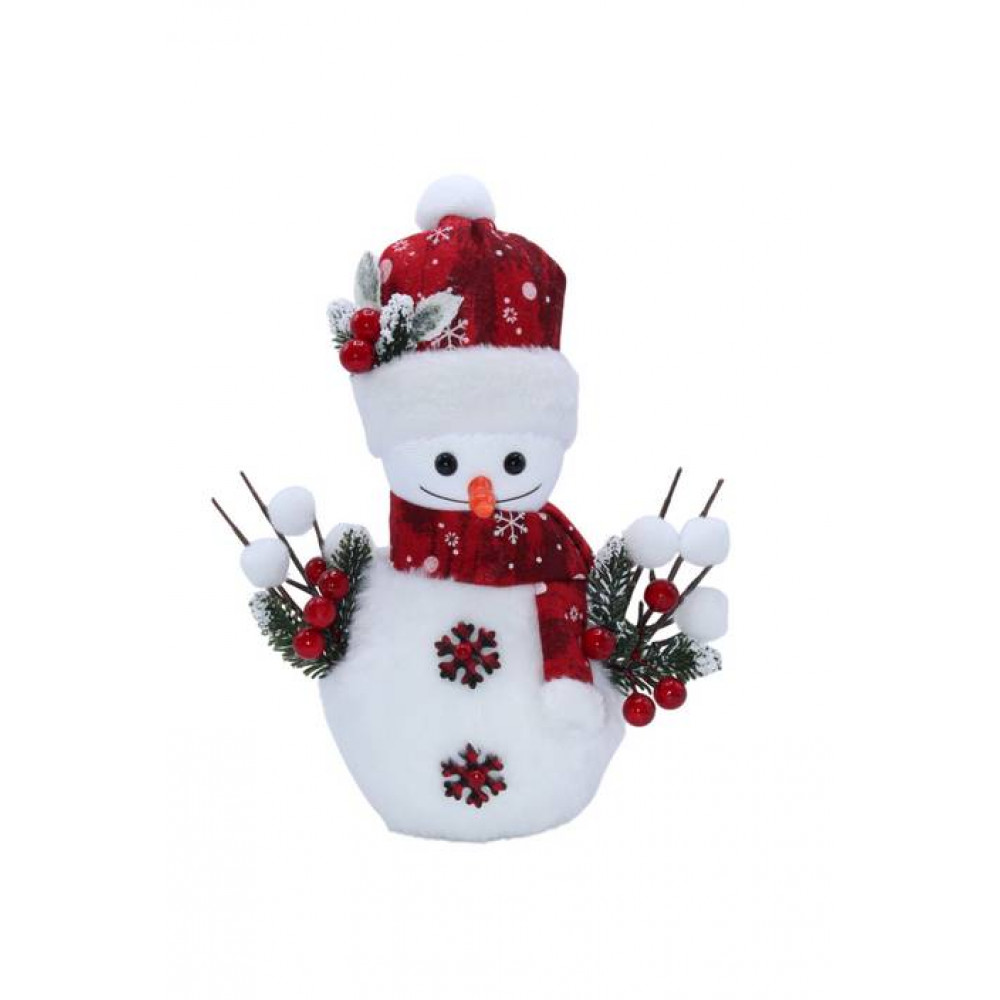 Ամանորյա զարդարանք ձնեմարդ 27*12սմ, կարմիր գլխարկով