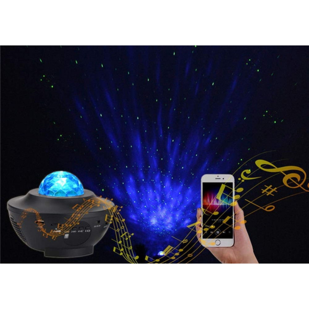 Լազերային լեդ լույս աստղային bluetooth-ով, մարտկոցով և իր վահանակով