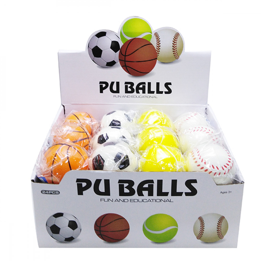 Խաղային գնդակ 24հ-ոց տուփով 4ոճի սպորտային 6սմ-ոց տարբեր գունավոր ցատկող գնդակ