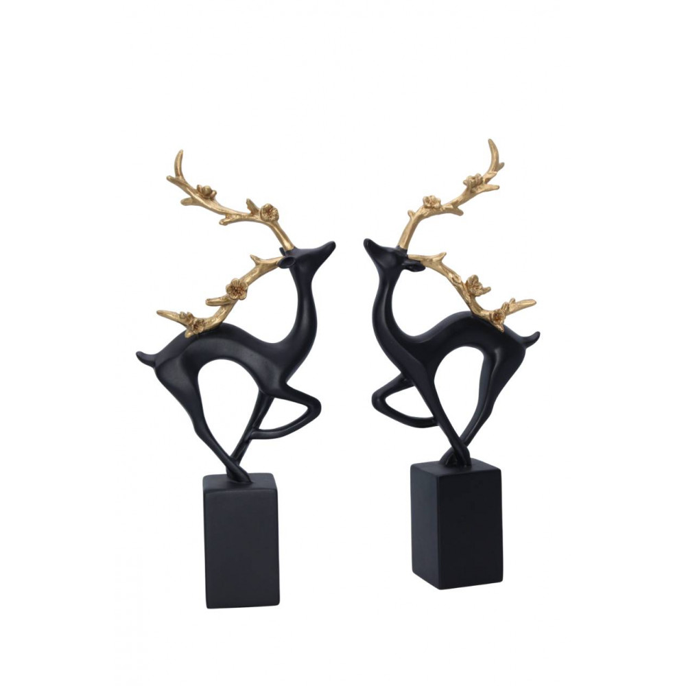 Հուշանվեր արձանիկ եղջերուների զույգ գույնը սև + սև ոսկեգույն 30սմ-ոց