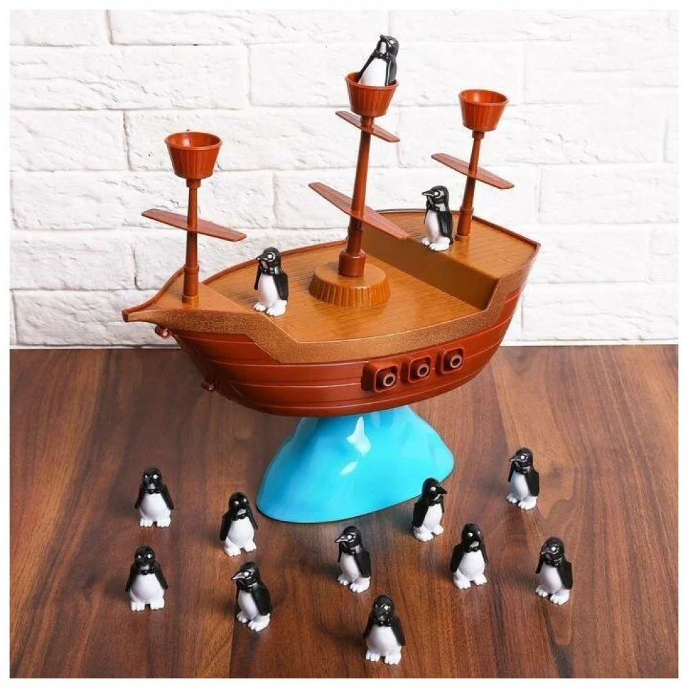 Խաղ մանկական նավակ հավասարակշռման պինգվիններով