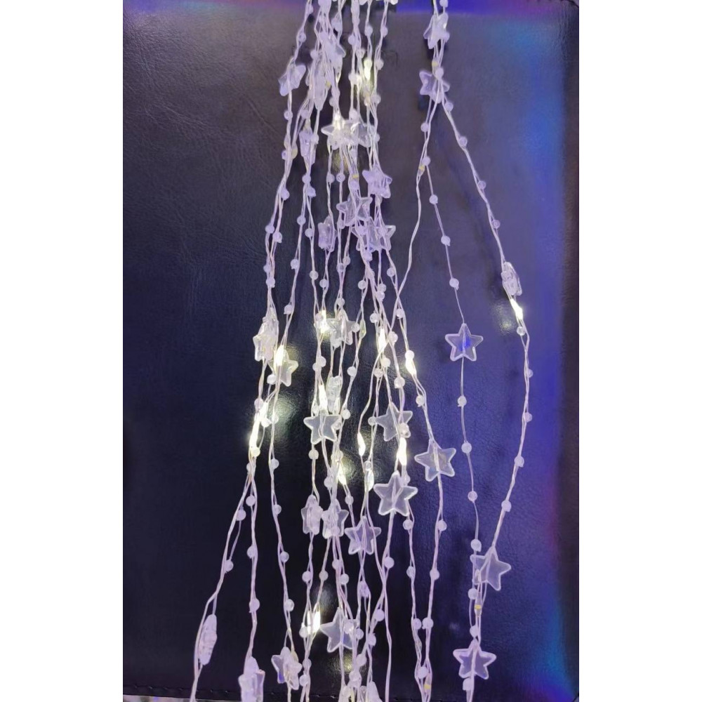 Լույս ամանորյայա 3մ*2մ․վարագույր 10-ճյուղ արծաթափայլսառը սպիտակ լույս 200-Led լամպ կցորդիչով