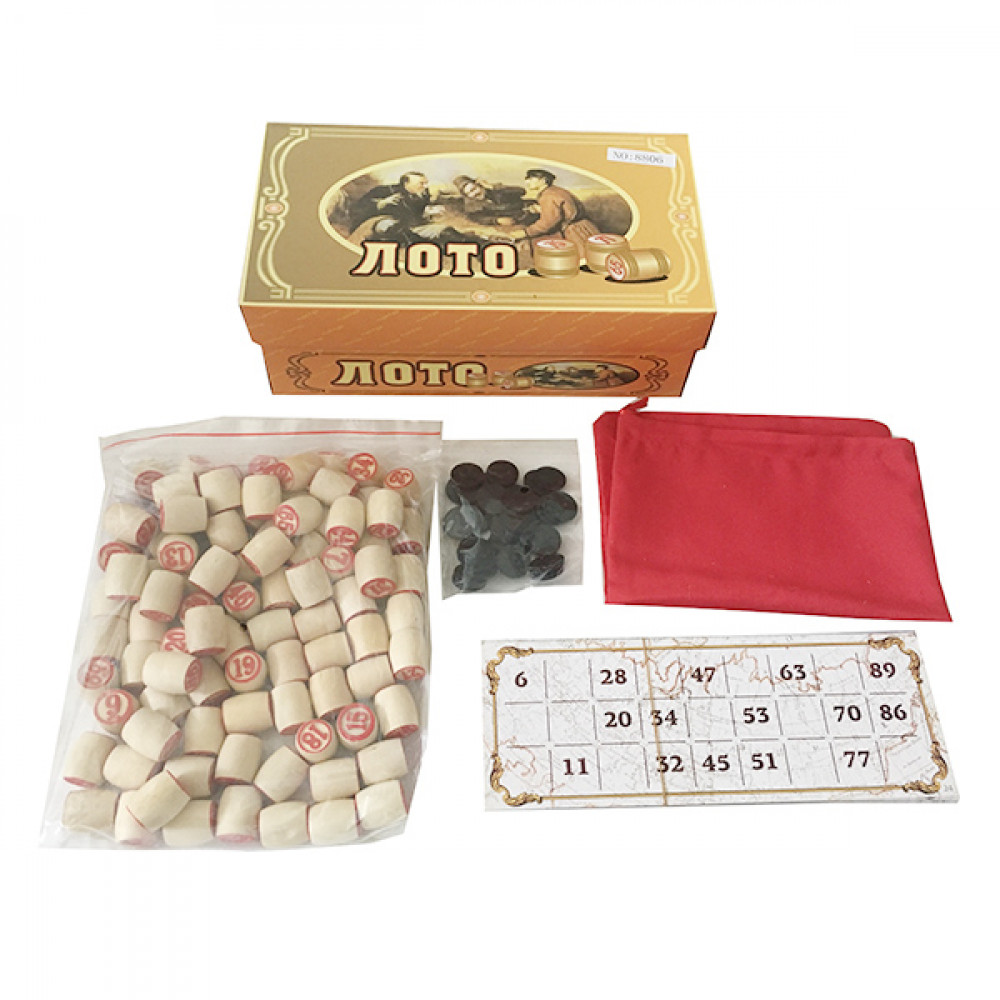 Խաղ լոտո իր փայտե խաղաքարերով 24*13սմ