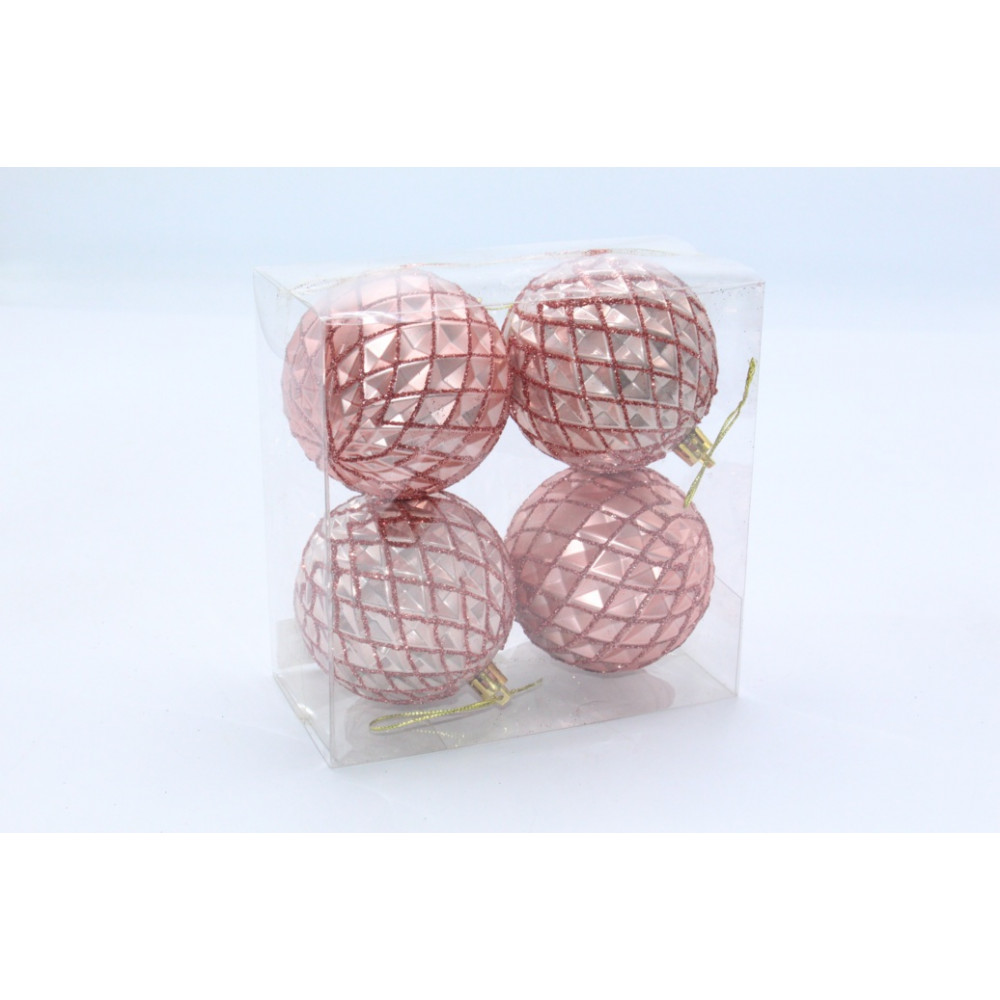 Զարդ խաղալիք տոնածառի 6սմ. 4հ-ոց, փախլավա նախշով, Rose-gold