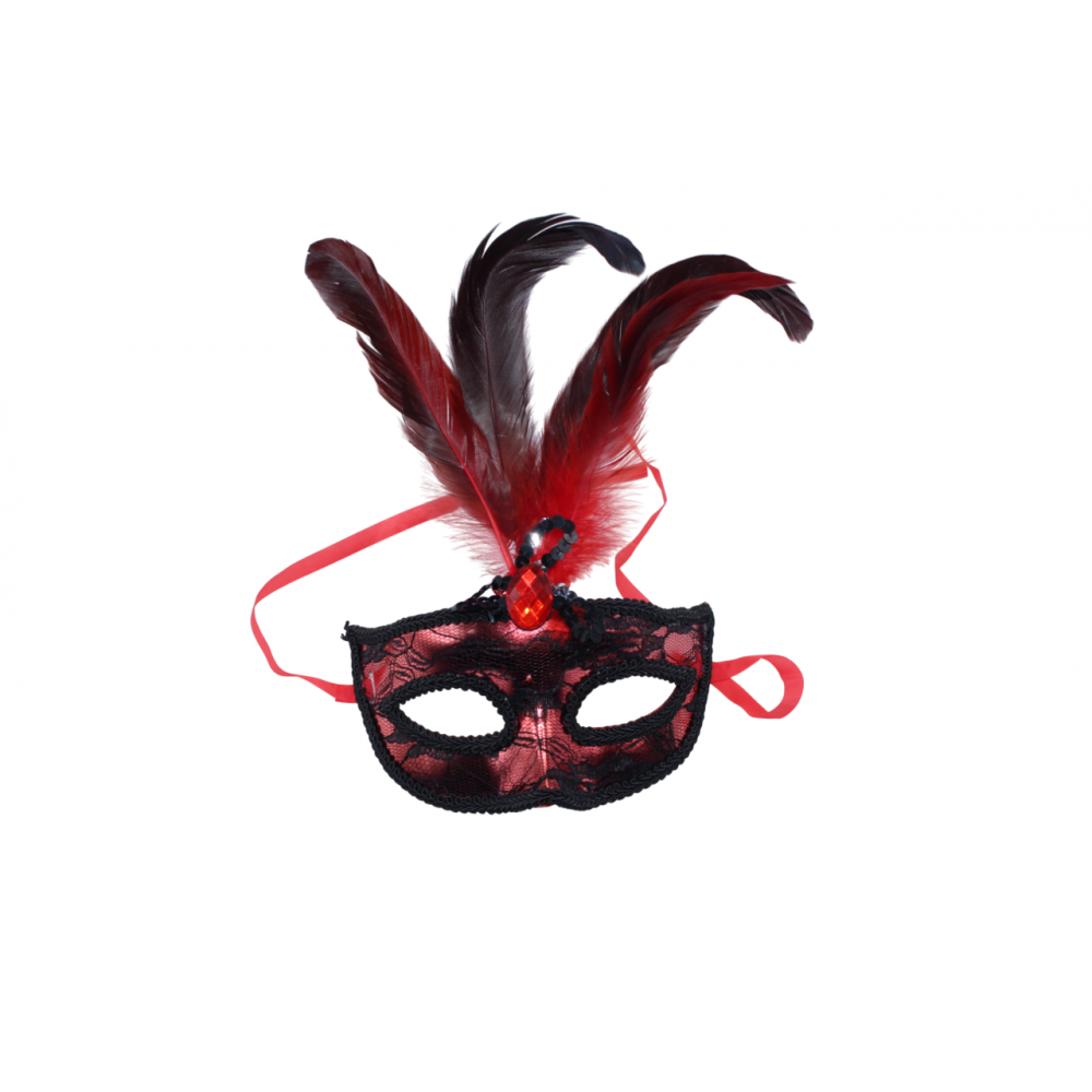 Տոնահանդեսային դիմակ աչքեր երեք գույնային ոճի, փետուներով, 12հ-ոց փաթեթ