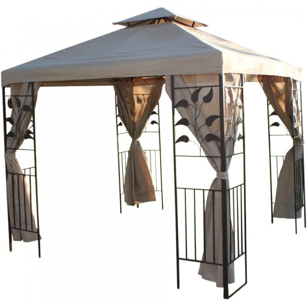 Պարտեզային տաղավար մետաղե հիմքով կտորե տանիք իր շղարշե ցանցե վարագույրով, 3*3մ 2-գույն