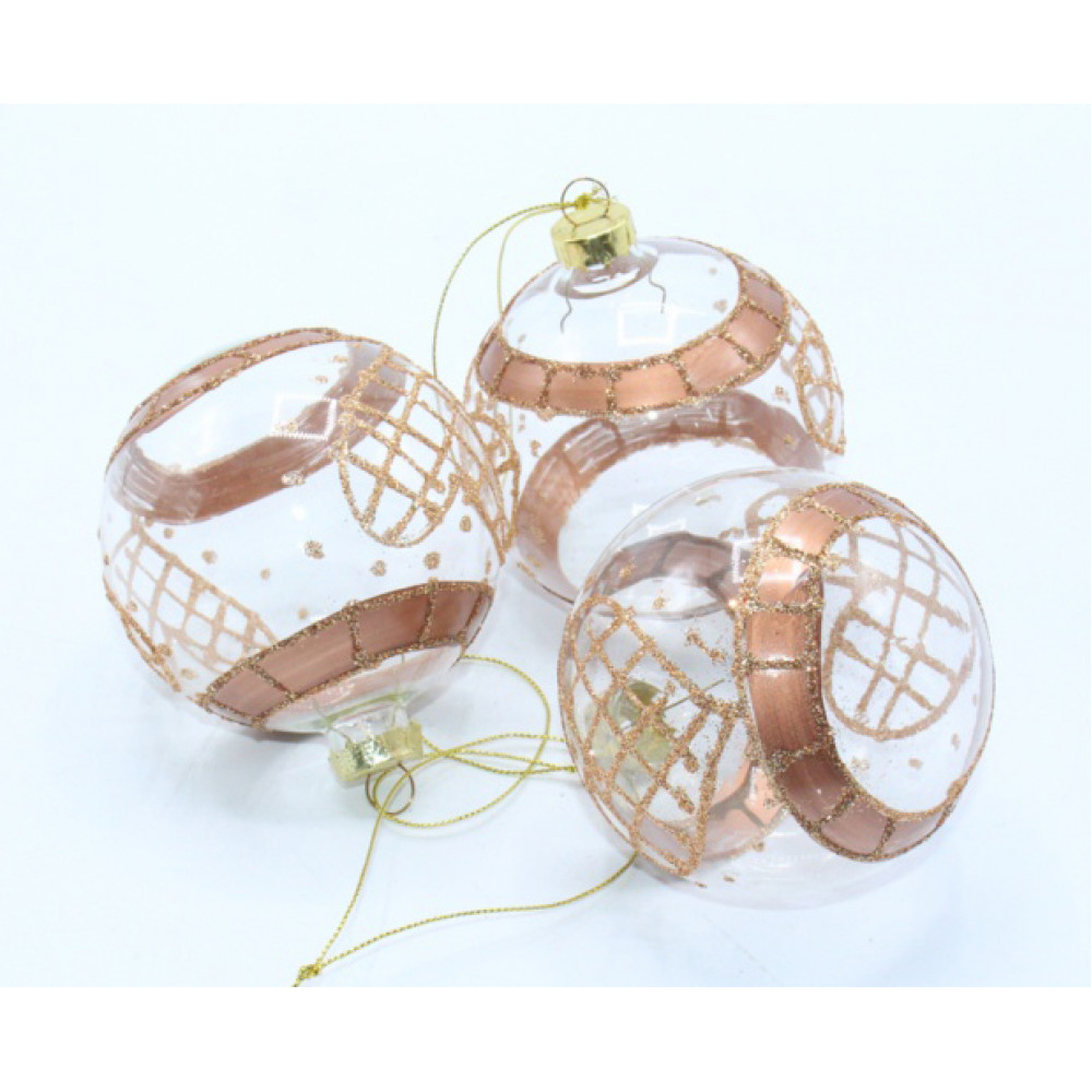 Զարդ խաղալիք տոնածառի ապակյա, 8սմ-ոց 1հատ (12հ տուփ) դեկոր