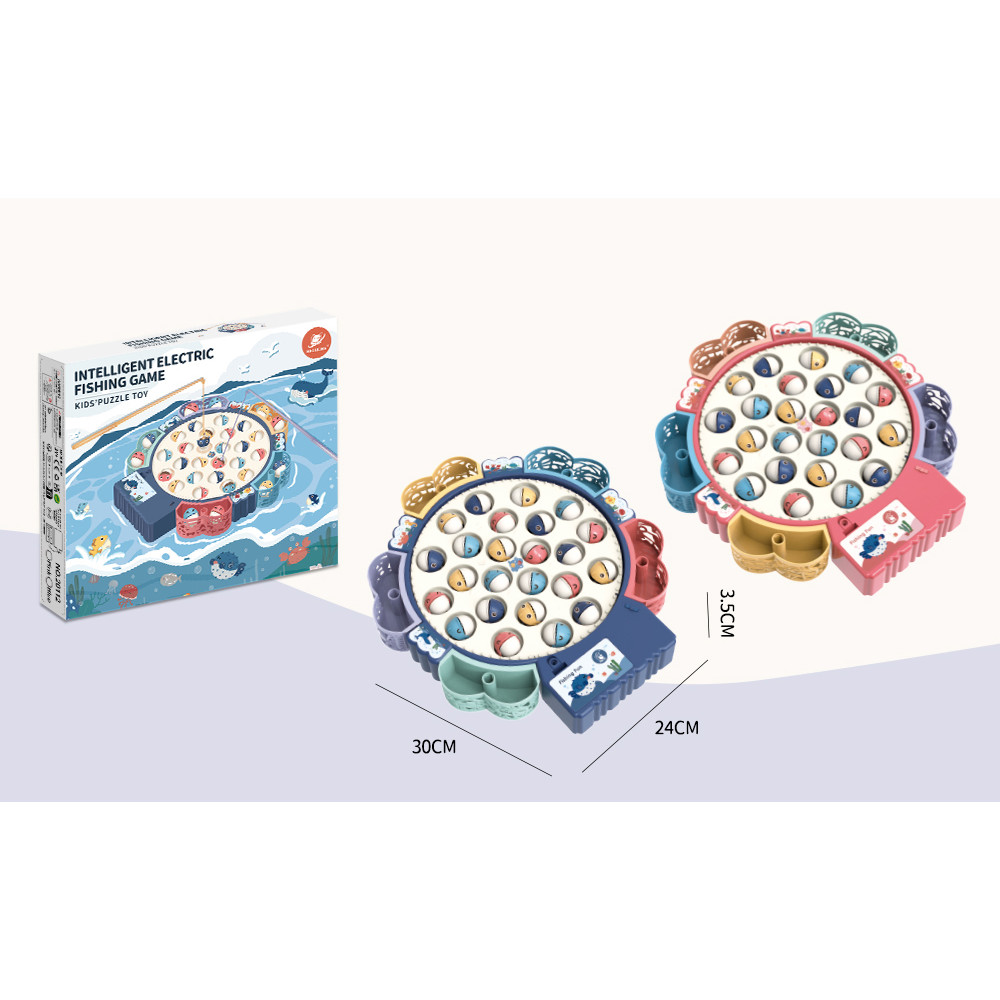 Խաղ մանկական ձկնորսական սկավառակ սեղանիկ փոքր 25սմ-ոց էլ-սնուցմամբ, 2-գույն