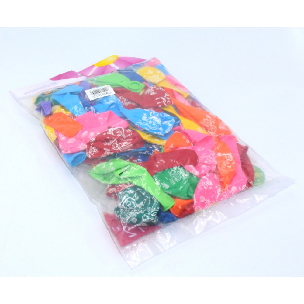 Փուչիկ 100հ-ոց 12" 2,8գր, տարբեր գույների, YuHang, ծովային կենդանիներով