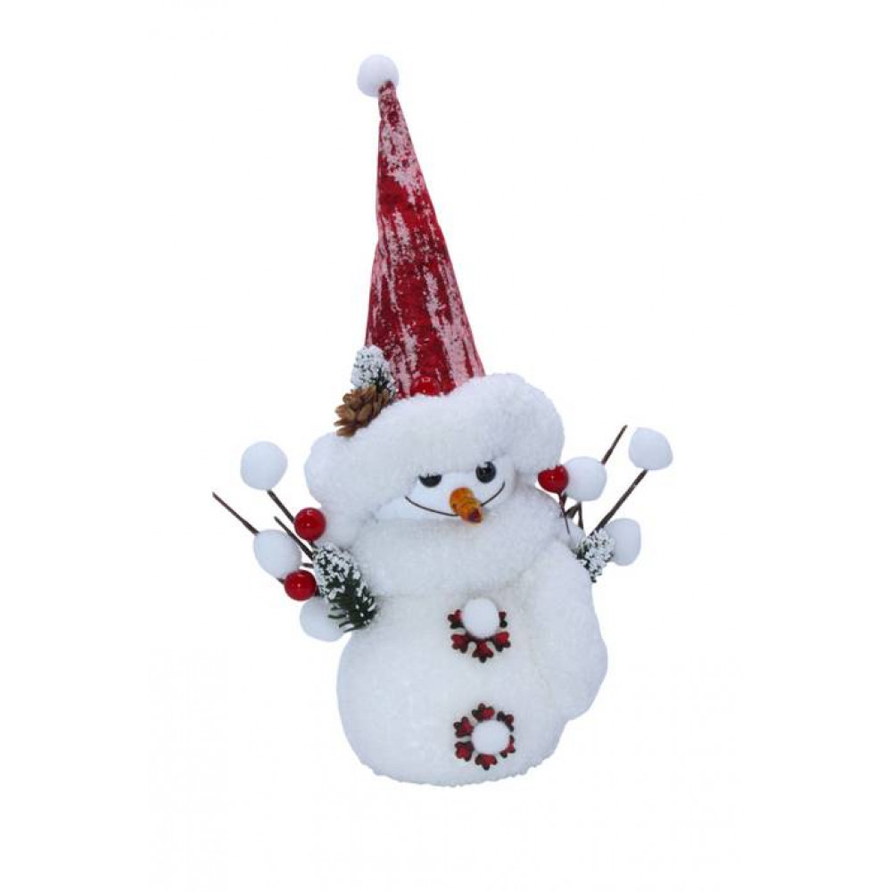 Ամանորյա զարդարանք ձնեմարդ 28*13սմ, կարմիր գլխարկով