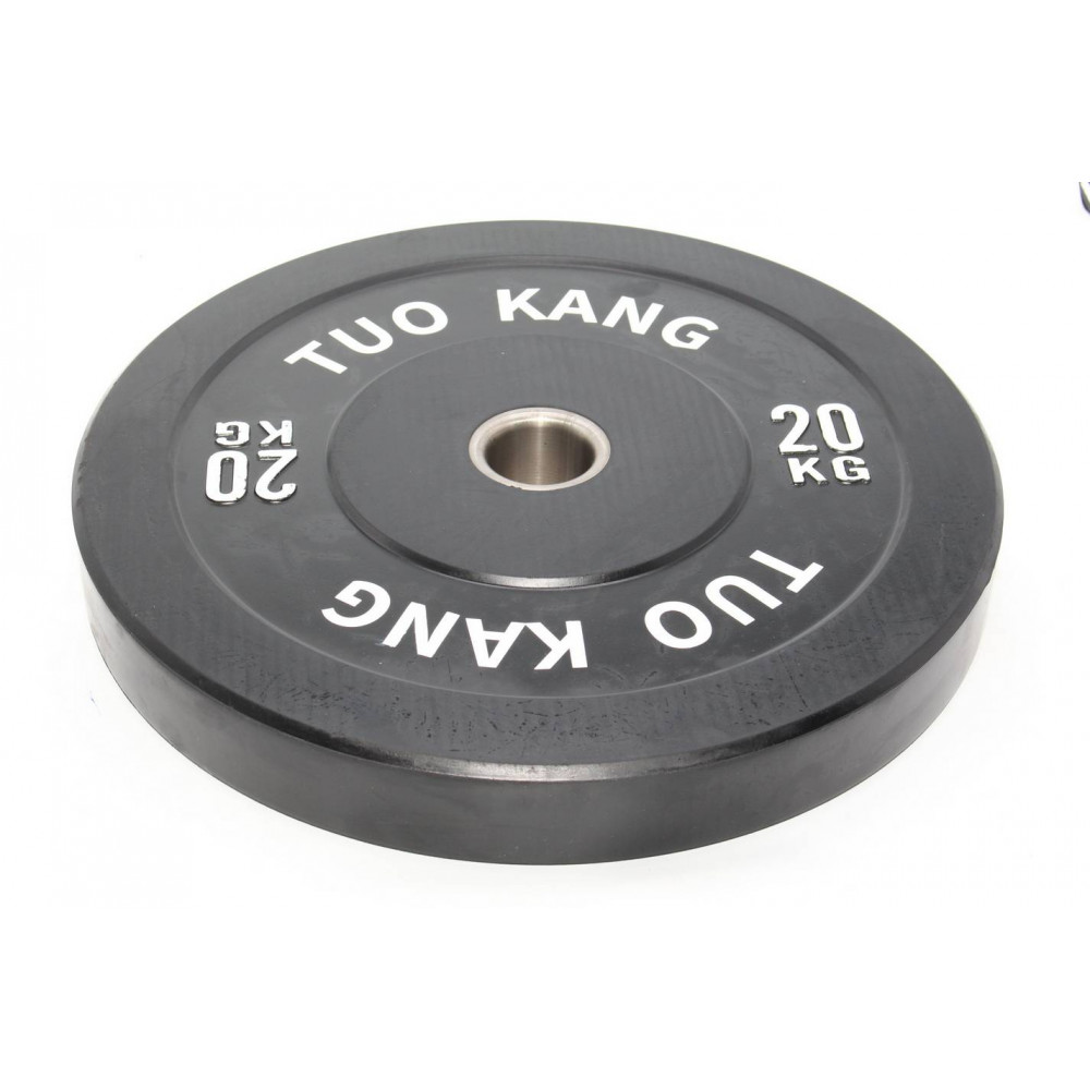 Մարմնամարզական ծանրաքար ռետինապատ սև սպիտակով TUO KANG&HOT LIFE 20կգ-ոց քաշով