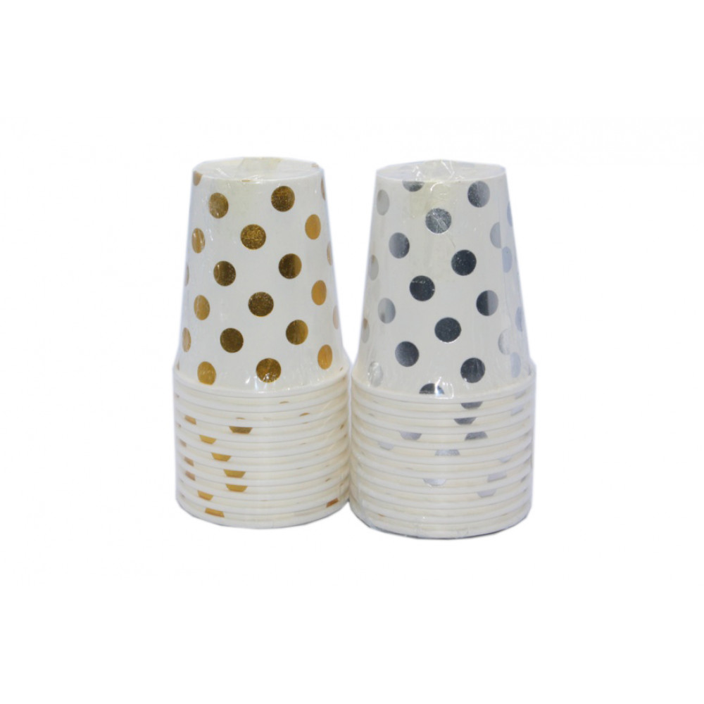 Թղթե բաժակ 10հ-ոց փաթեթավորմամբ, ոսկեփայլ և արծաթափայլ շրջանակներով