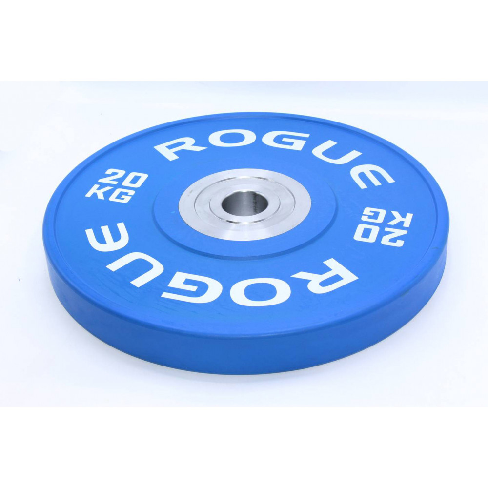Մարմնամարզական ծանրաքար ռետինապատ գունավոր ROGUE 20կգ-ոց քաշով,մետաղե նեղ օղակով