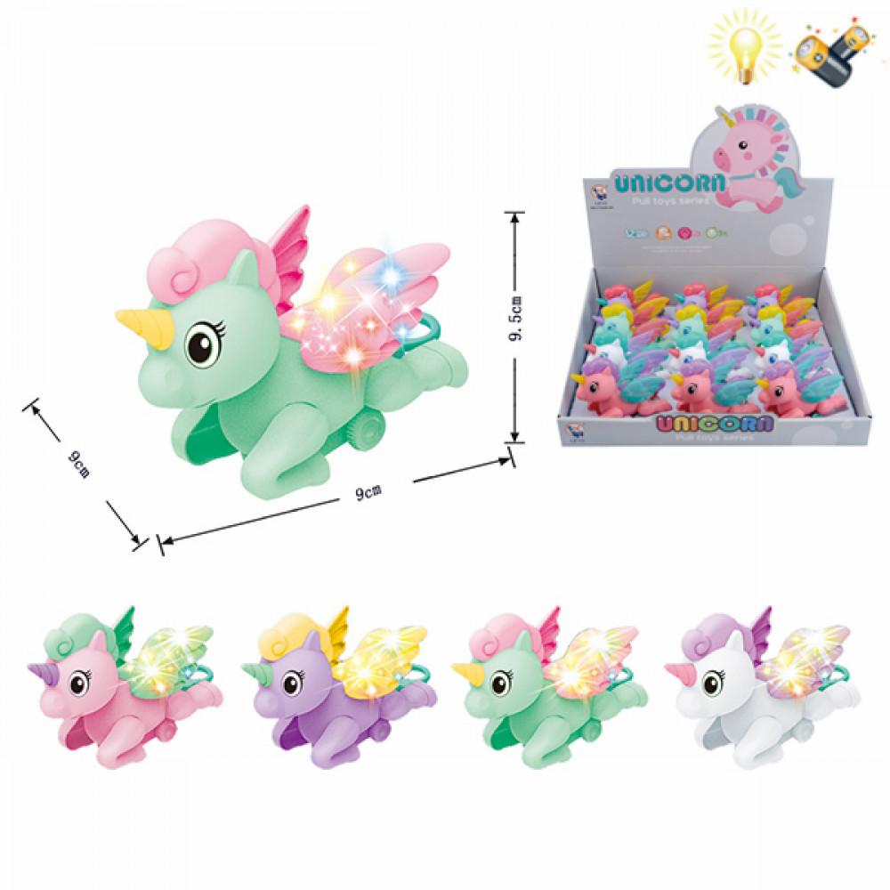 Խաղալիք լարովի 12հ-ոց տուփով, միաեղջյուր քաշվող թել պարանով, լույսով