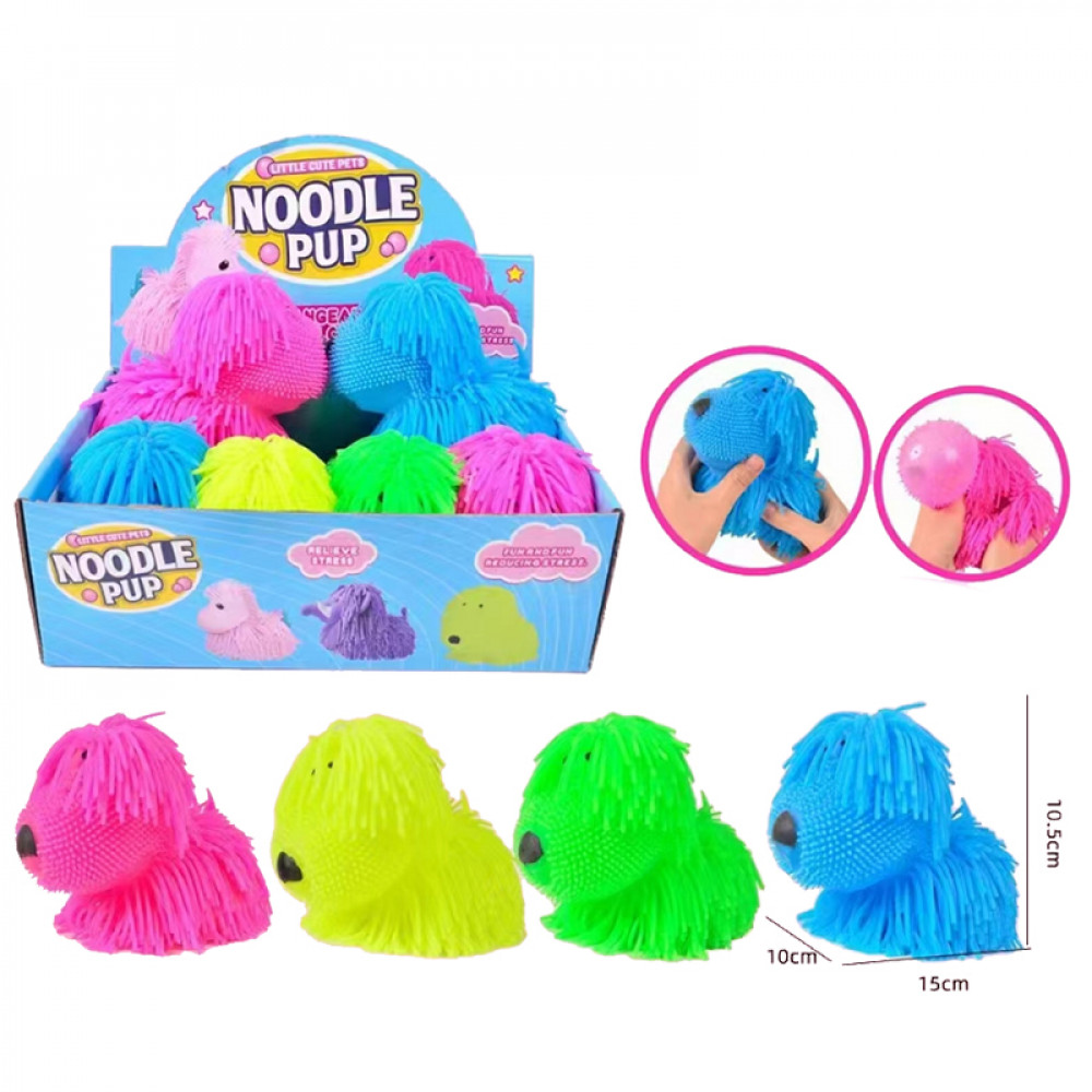 Խաղալիք անտիստրես ռետինե շուն 6հ-ոց երկար ռետինե մազերով 4գույն