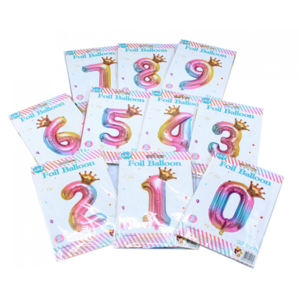 Փուչիկ թիվ վրան թագ, 32" 82սմ.,0-ից մինչև 9-ը