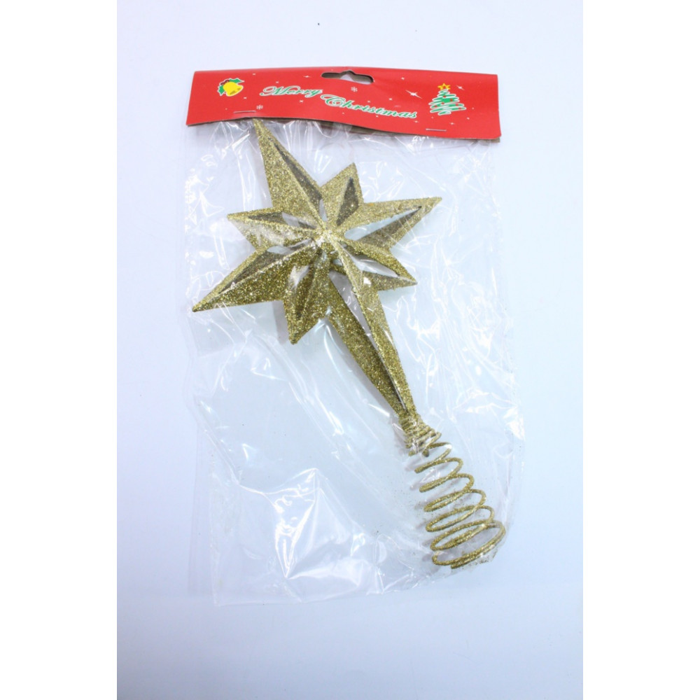 Ամանորյա աստղ գագաթ ոսկեփայլ պլաստիկ 25*15սմ-ոց
