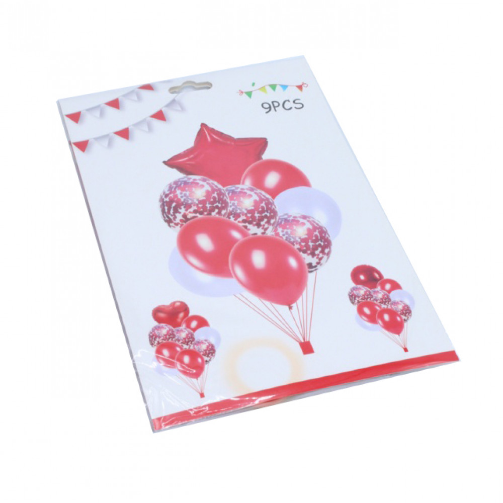 Փուչիկ 9հ-ոց փաթեթավորմամբ, իրենց գույնային համադրությամբ