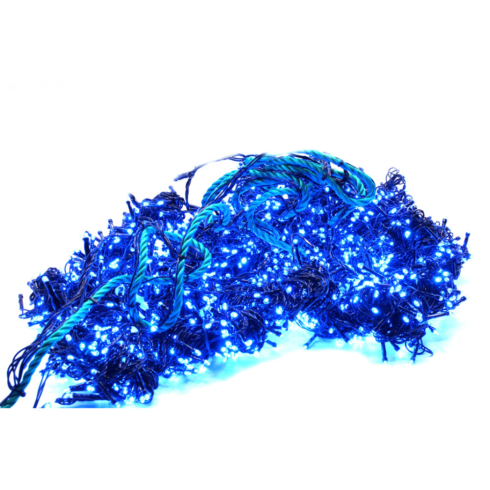 Լույս ամանորյա 2,5մ*7մ, 2500 լամպ LED, սև լար կապույտ երանգ