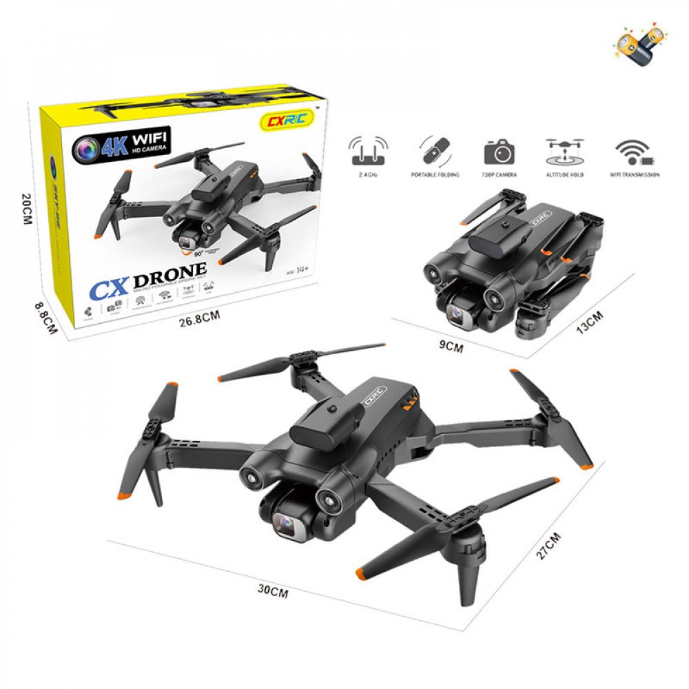 Ուղղաթիռ դռոն էլ-մարտկոցով 4K 360° HD երկակի տեսախցիկով 6ուղղ․ անխոզանակ շարժիչ և պայուսակ